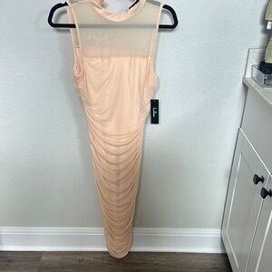 Lulu's Peach Midi Dress Mock Neck Sleeveless